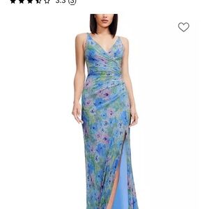 Dress the Population Blue and Green Floral Maxi Dress